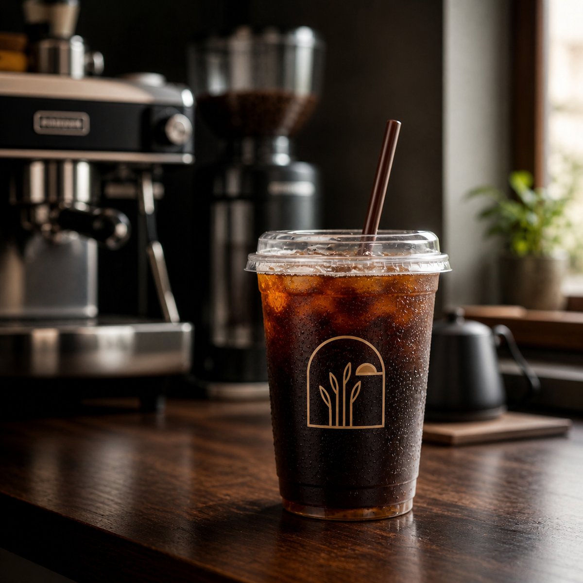 Iced Americano in a clear glass — double espresso shots over chilled water and ice, dairy-free, served by Komorebi Kaffee Noida